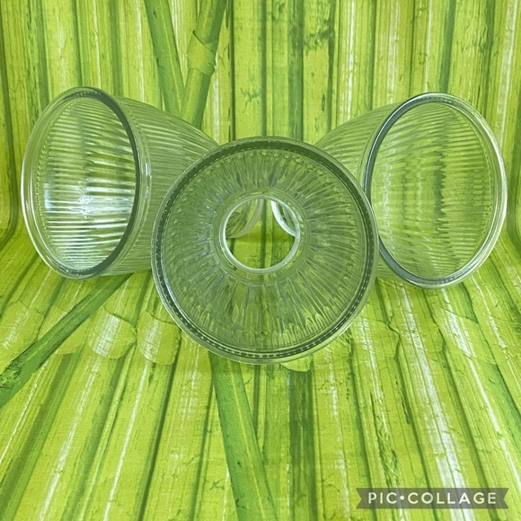 Set of 3 Clear Thick Ribbed Glass Dome Globes Replacements - Picture 4 of 8